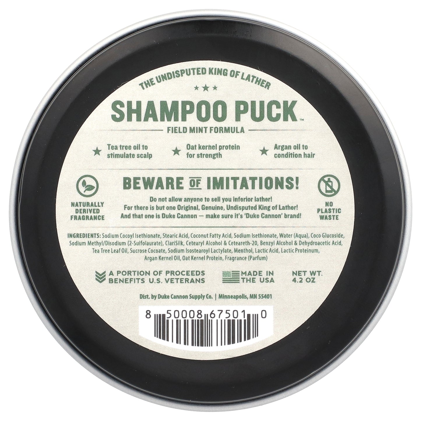 Duke Cannon Supply Co., Shampoo Puck™, Field Mint Formula, 4.2 oz