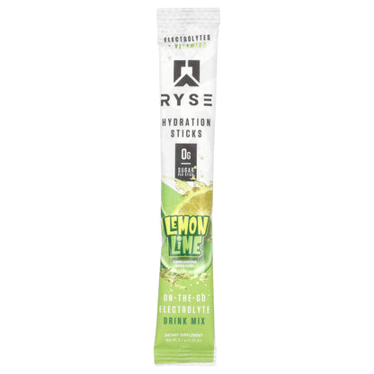 RYSE, Hydration, On-The-Go Electrolyte Drink Mix, Lemon Lime, 16 Sticks, 0.24 oz (6.7 g) Each