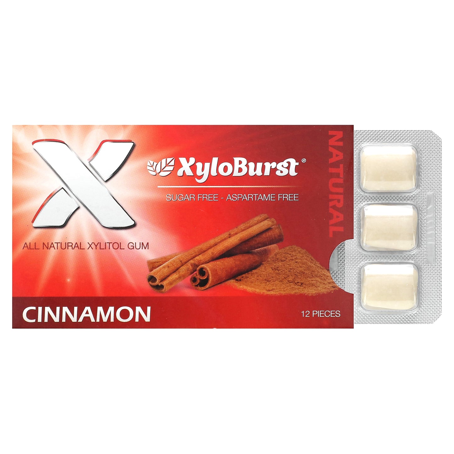 Xyloburst, Xylitol Gum, Cinnamon, 12 Pieces