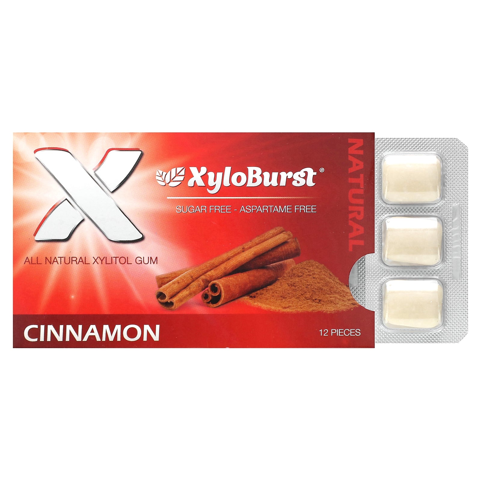 Xyloburst, Xylitol Gum, Cinnamon, 12 Pieces
