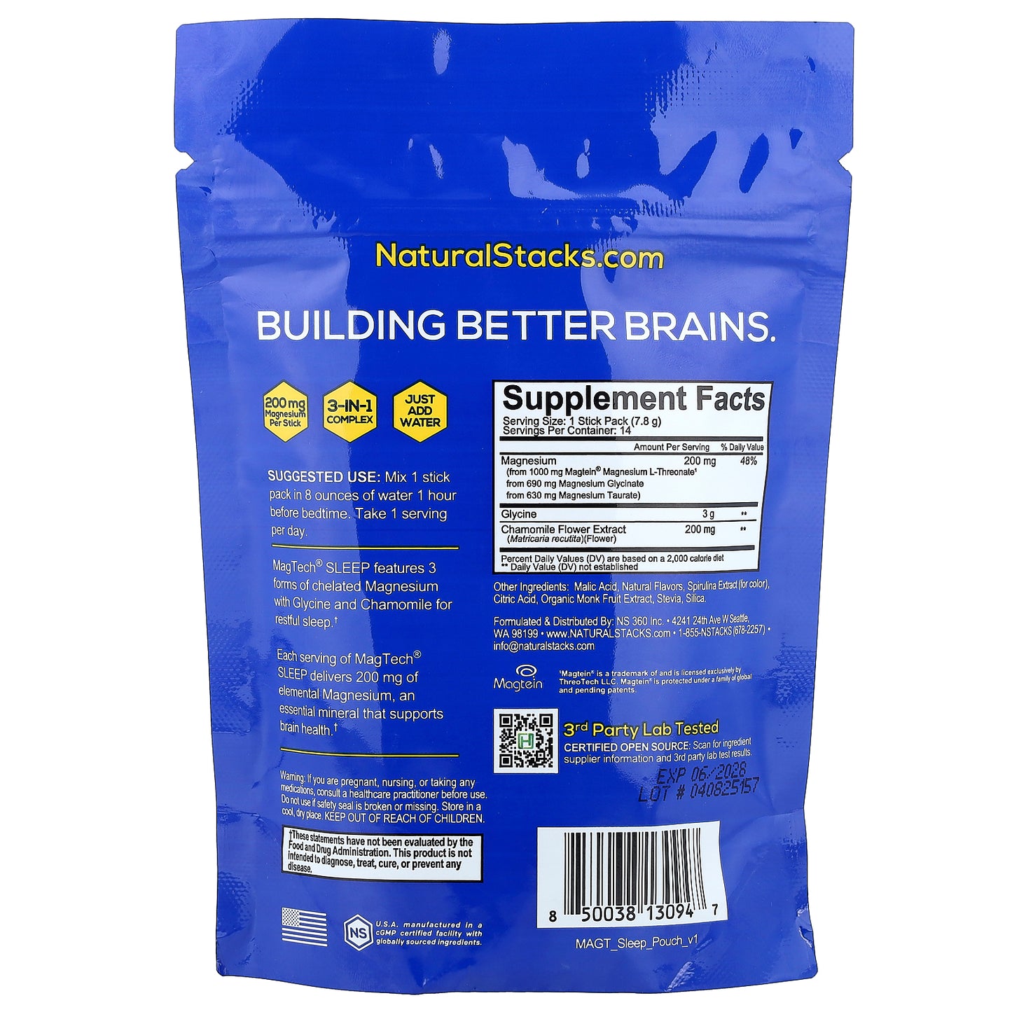 Natural Stacks, Magtech® Sleep, Lavender Berry, 14 Stick Packs, 0.28 oz (7.8 g) Each