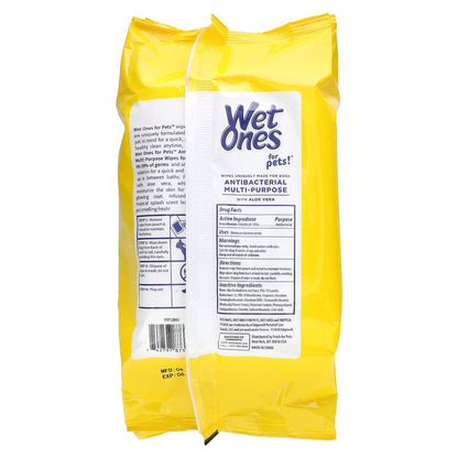 Wet Ones, For Pets!, Antibacterial Multi-Purpose Wipes, For Dogs, Tropical Splash, 100 Wipes