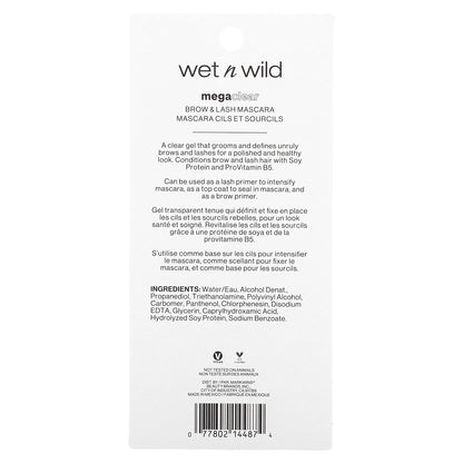 wet n wild, Mega Clear, Brow & Lash Mascara, 1114487 Clear, 0.30 fl oz (9 ml)