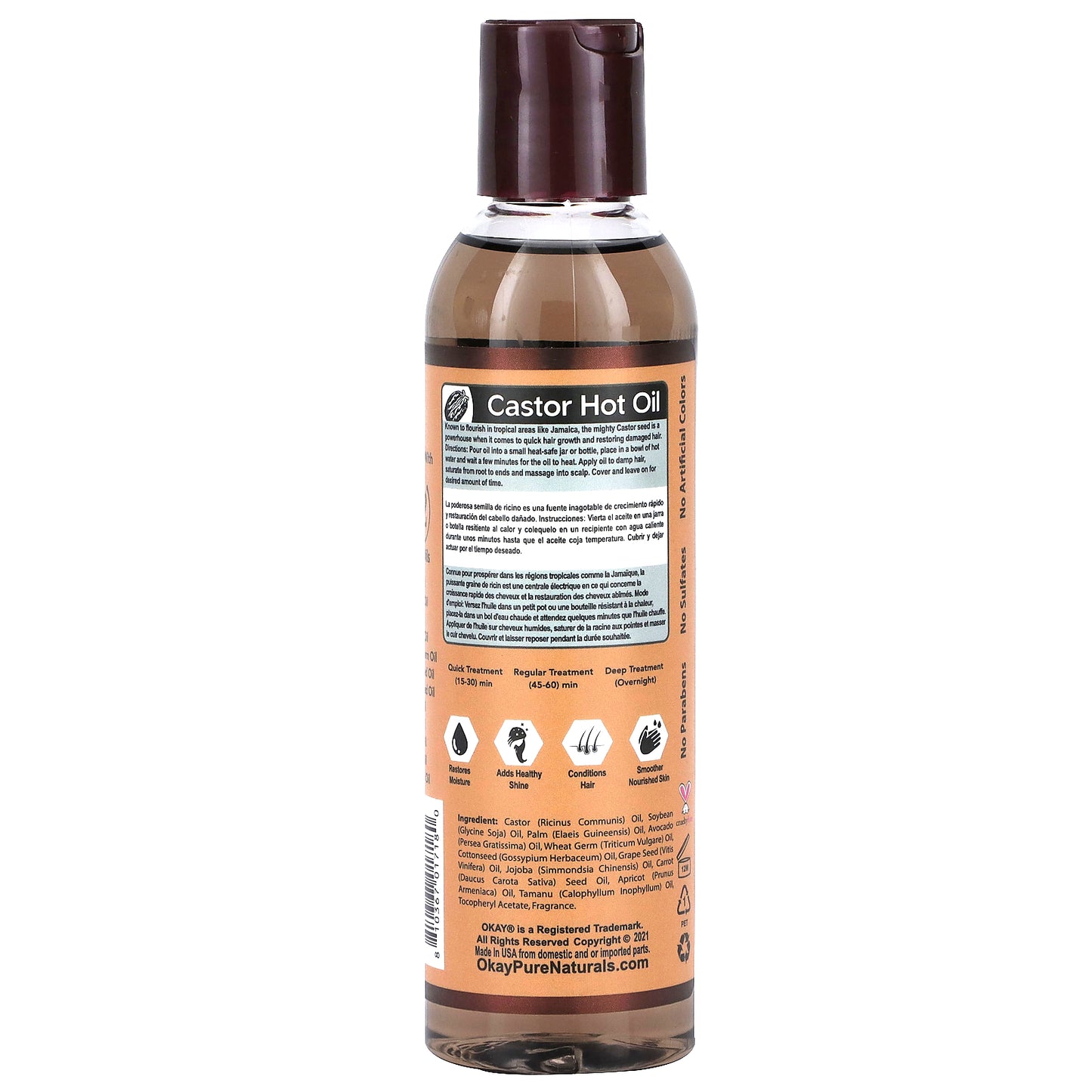 Okay Pure Naturals, Black Jamaican Castor Oil, Hot Oil Treatment, 6 oz (177 ml)