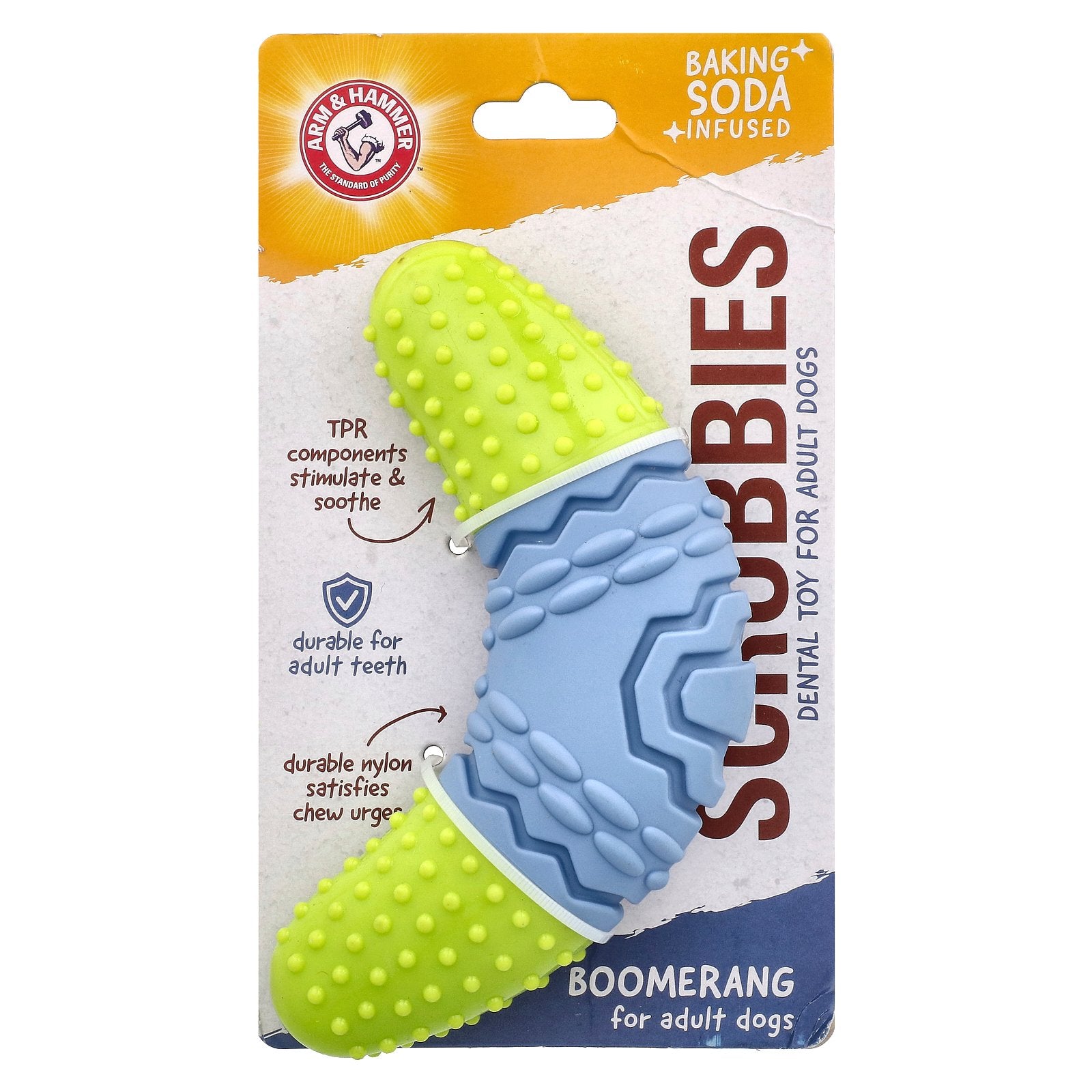 Arm & Hammer, Scrubbies, Dental Toy For Adult Dogs, Boomerang, 1 Toy