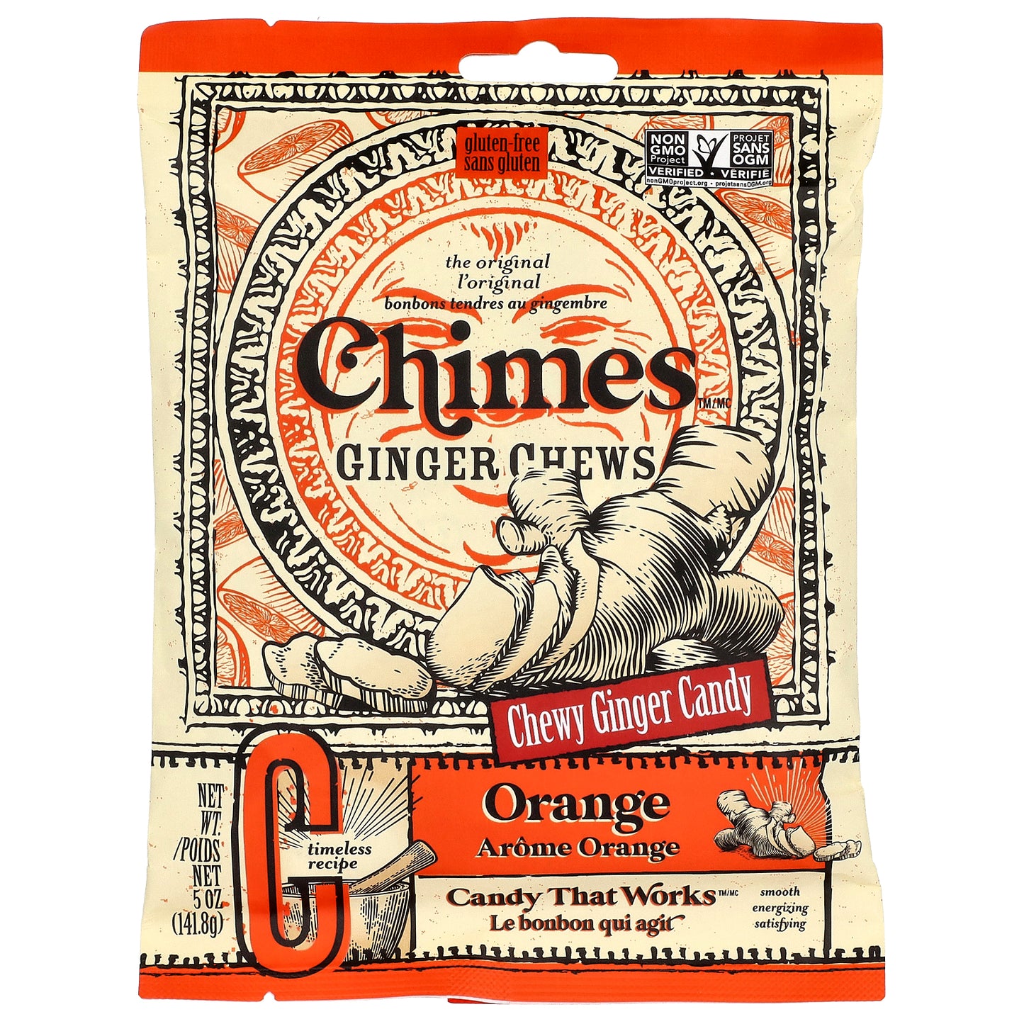Chimes, Ginger Chews, Orange, 5 oz (141.8 g)