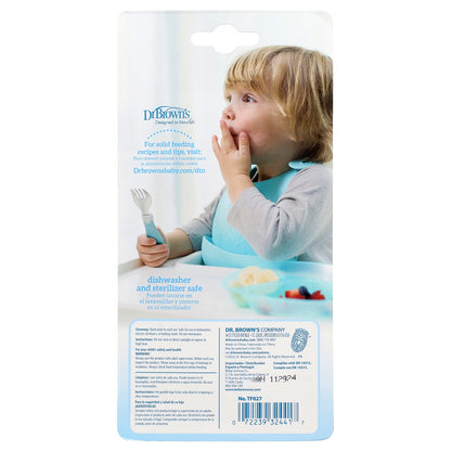 Dr. Brown's, Soft Grip Spoon & Fork Set, 12 Months +, Teal, 2 Piece Set