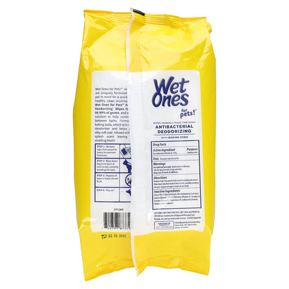 Wet Ones, Antibacterial Deodorizing Wipes with Baking Soda, For Dogs, Tropical Splash, 100 Wipes