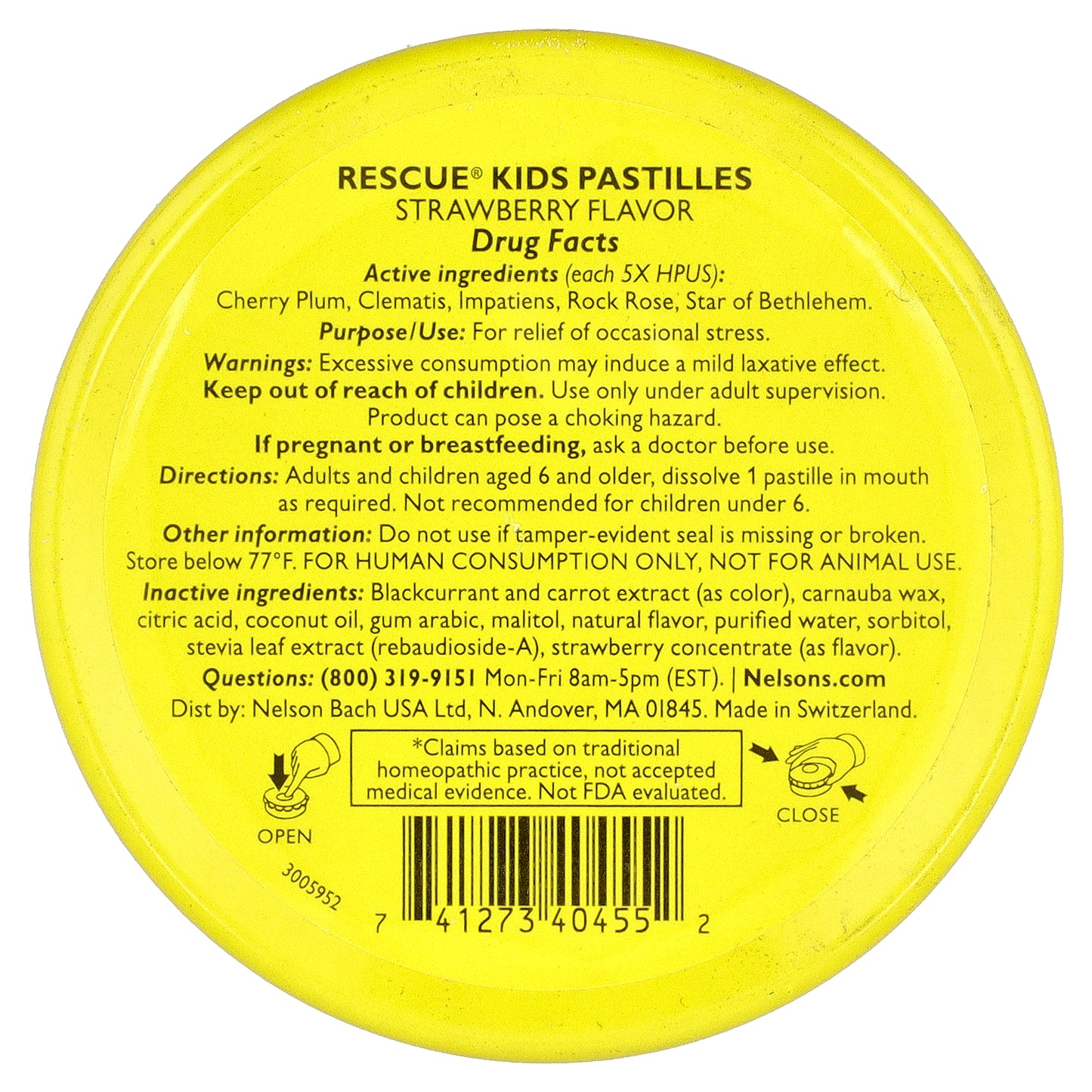 Bach, Rescue® Pastilles Kids, Stress Relief, Strawberry, 35 Pastilles, 1.7 oz (50 g)