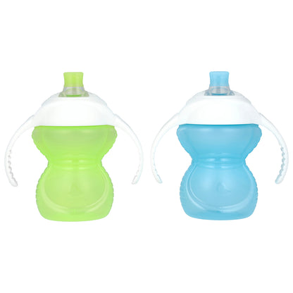 Munchkin, Click Lock™, Bite Proof Trainer Cup, 6 Months+, Light Green & Light Blue, 2 Count, 7 oz (207 ml) Each