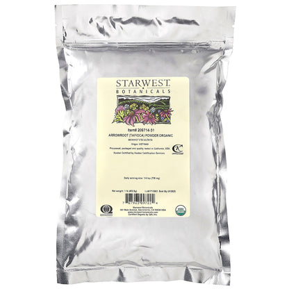 Starwest Botanicals, Organic Arrowroot (Tapioca) Powder, 1 lb (453.6 g)