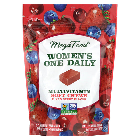 MegaFood, Women's One Daily Multivitamin, Mixed Berry, 30 Individually Wrapped Soft Chews