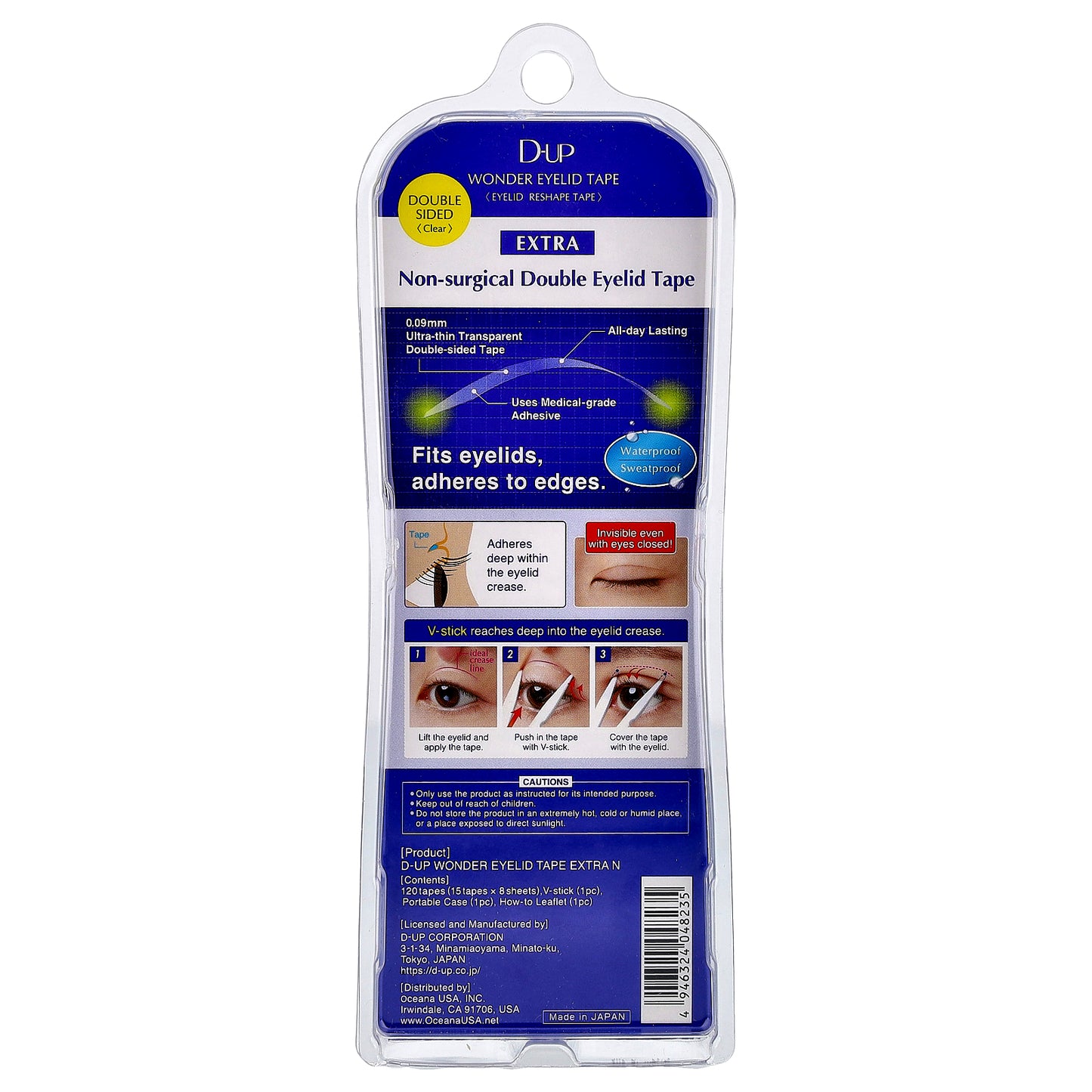 D-UP, Wonder Eyelid Tape, Extra, Clear, 120 Tapes