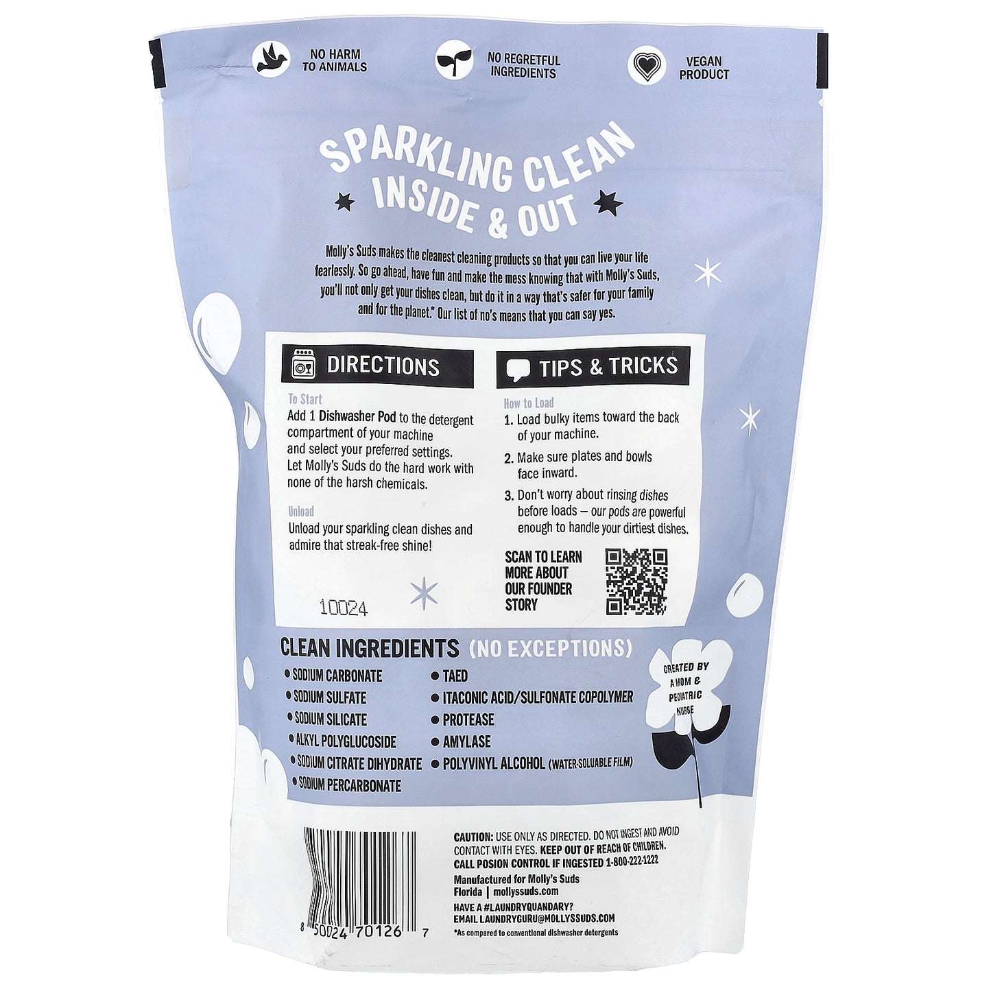 Molly's Suds, Dishwasher Pods, Unscented, 60 Pods, 29.63 oz (0.84 kg)