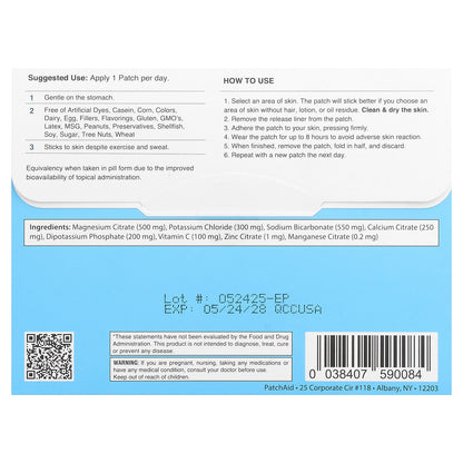 PatchAid, Electrolyte Hydration Patch, 30 Patches