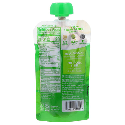 Happy Family Organics, Happy Tot®, Super Bellies™, For 2+ Years, Organic Bananas, Blueberries & Spinach, 4 oz (113 g)