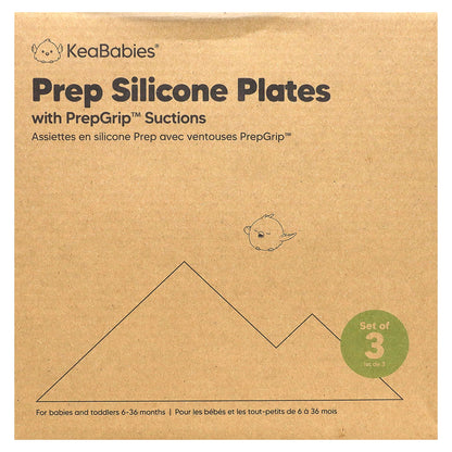 KeaBabies, Prep Silicone Plates with PrepGrip Suctions, 6-36 Months, Valiant , 3 Pack