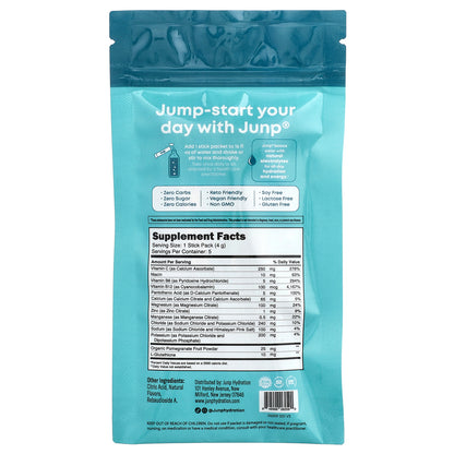 JUNP Hydration, Electrolyte Powder Mix, Pina Colada, 5 Stick Packs, 0.14 oz (4 g) Each