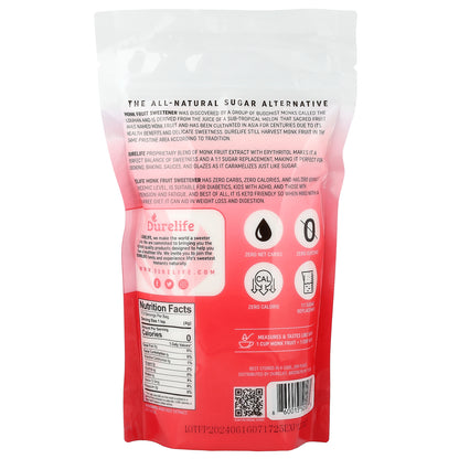 DURELIFE, Erythritol Blend Monk Fruit, Classic, 1 lb (453 g)