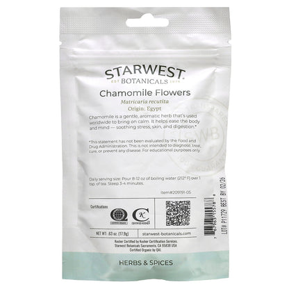 Starwest Botanicals, Organic Chamomile Flowers, 0.63 oz (17.9 g)