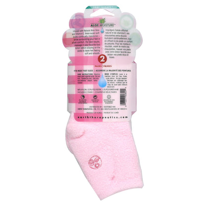 Earth Therapeutics, Aloe Moisture, Aloe Socks, Pink and White, 2 Pairs