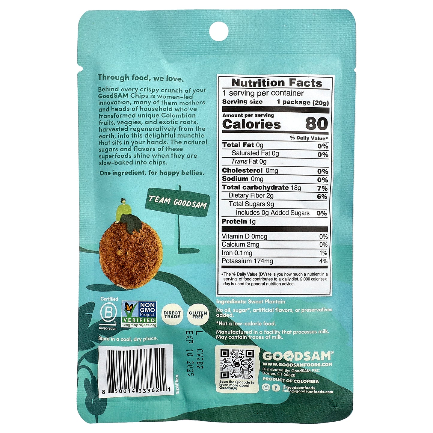 GoodSam, Small Farms™, Crispy Crunchy Chips, Plantain, 0.7 oz (20 g)