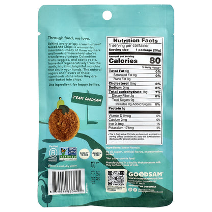 GoodSam, Small Farms™, Crispy Crunchy Chips, Plantain, 0.7 oz (20 g)