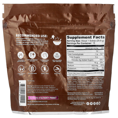 Vitauthority, Bone Broth Collagen, Cooking & Sipping Broth, Mushroom & Herb, 10.9 oz (312 g)