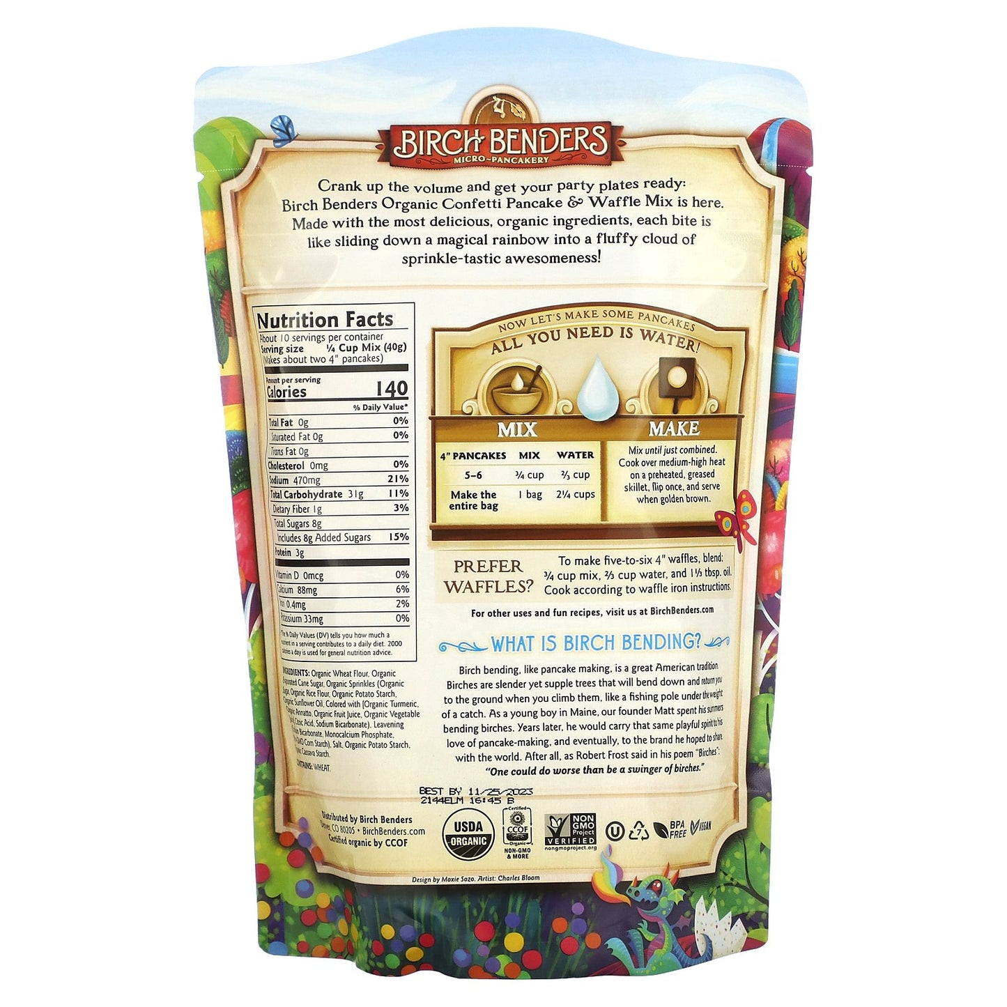 Birch Benders, Pancake & Waffle Mix, Organic Confetti, 14 oz (397 g)
