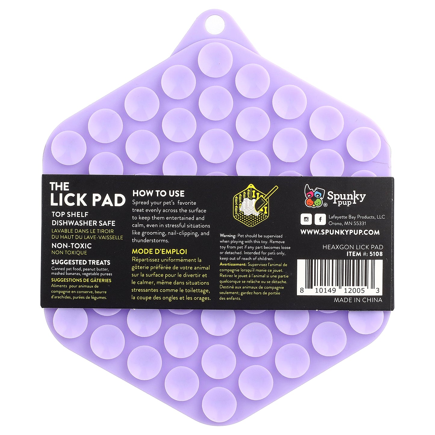 Spunky Pup, The Lick Pad, Dog & Cat, Hexagon, 1 Pad