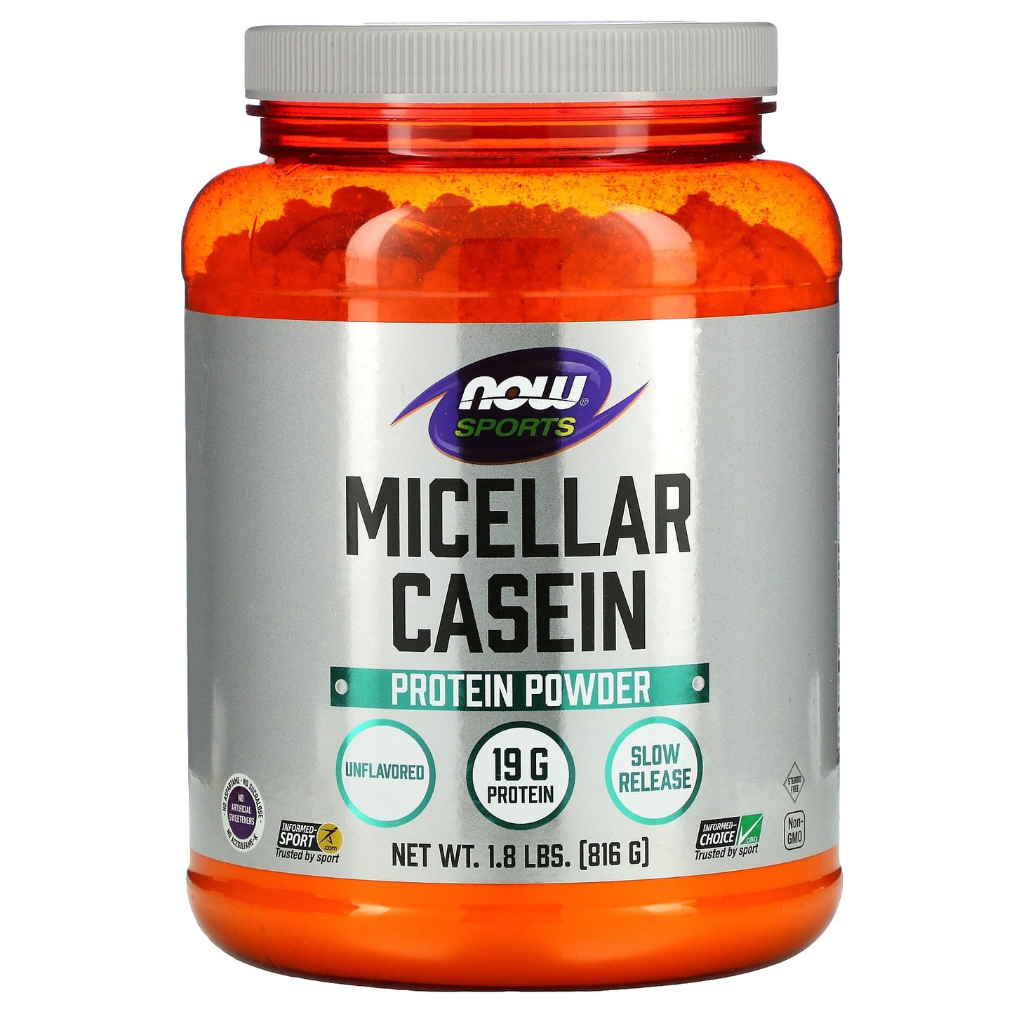 NOW Foods, Sports, Micellar Casein Protein Powder, Unflavored, 1.8 lbs (816 g)