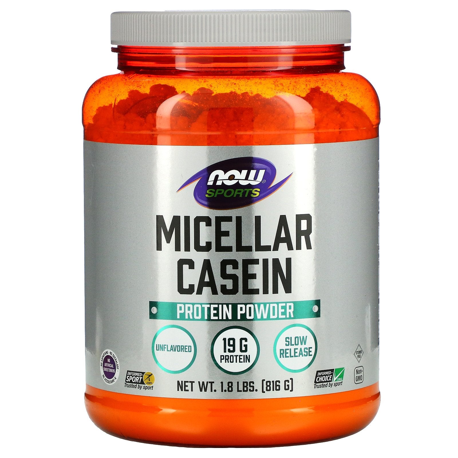 NOW Foods, Sports, Micellar Casein Protein Powder, Unflavored, 1.8 lbs (816 g)