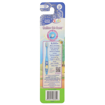 GuruNanda, Kids, Bristle Toothbrush, Ages 2+, Extra Soft, Giraffe , 1 Toothbrush + 1 Cover