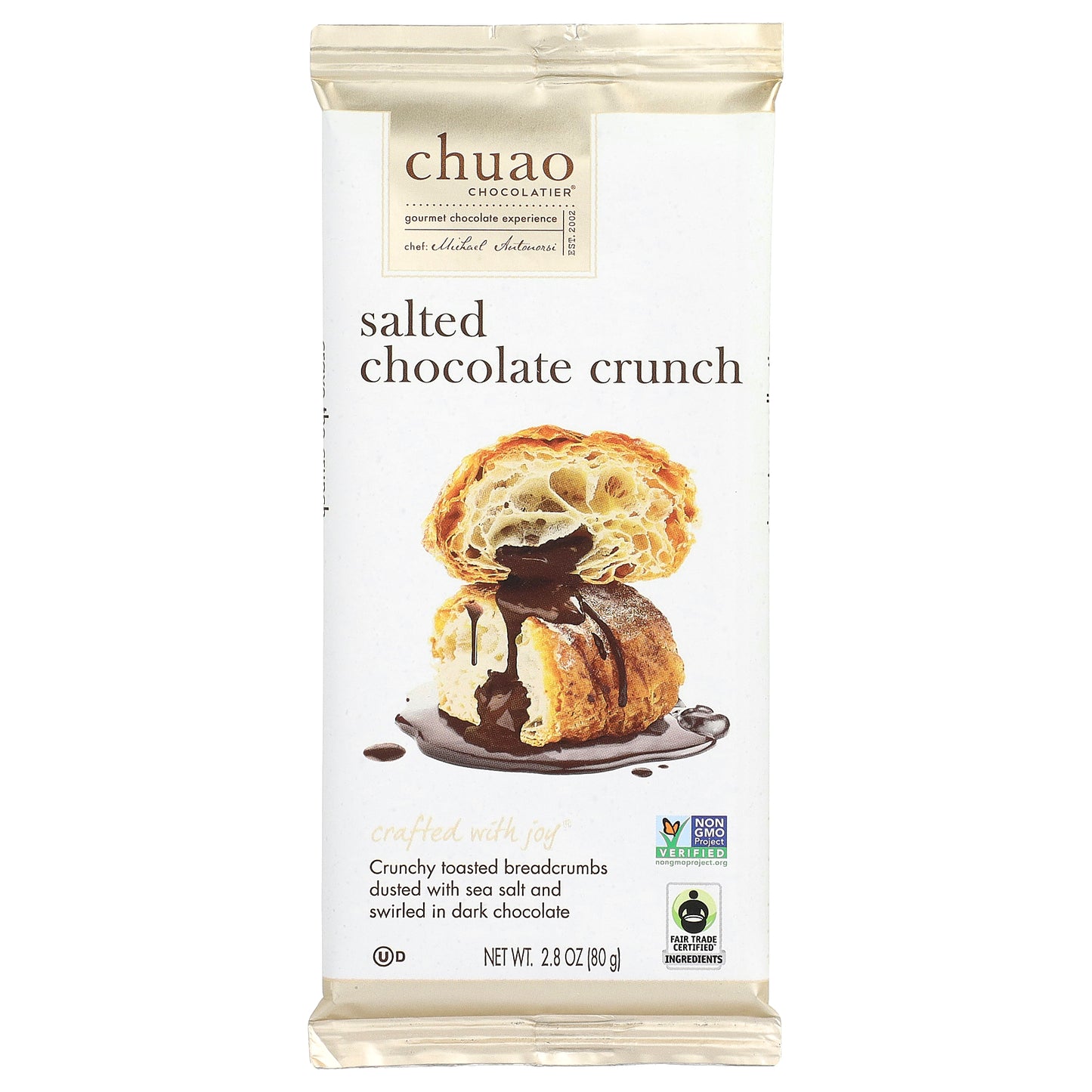 Chuao Chocolatier, Dark Chocolate Bar, Salted Chocolate Crunch, 2.8 oz (80 g)