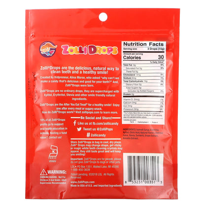 Zollipops, Zolli Drops, The Clean Teeth Drops, Peppermint, Approx. 15 Zolli Drops, 1.6 oz