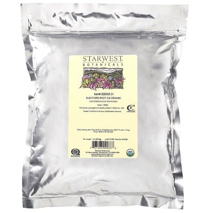 Starwest Botanicals, Organic Eleuthero Root, Cut & Sifted, 1 lb (453.6 g)