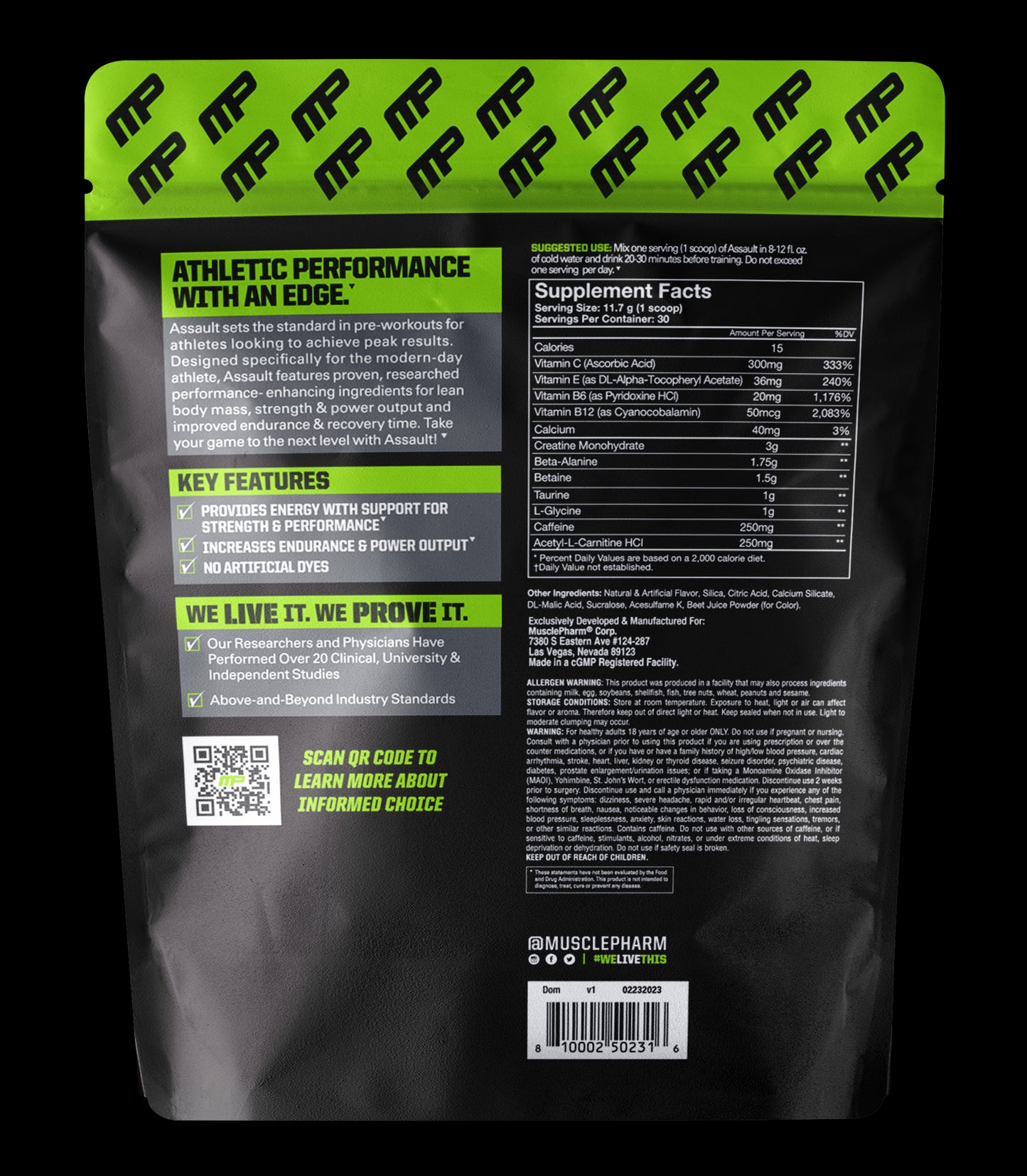 MusclePharm, Assault Energy + Strength, Pre-Workout, Melon Hwachae, 12.4 oz (351 g)
