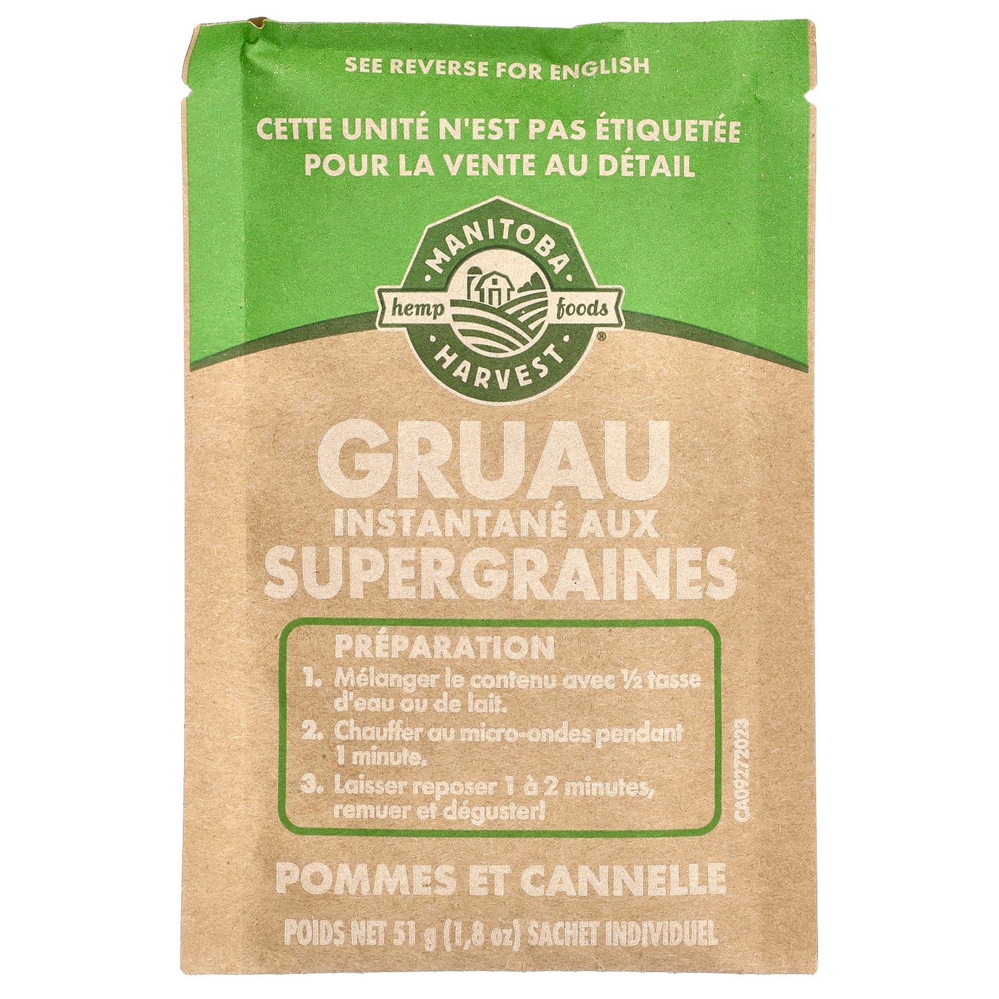 Manitoba Harvest, Instant Superseed Oatmeal, Apple & Cinnamon, 5 Packs, 1.8 oz (51 g) Each