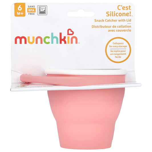 Munchkin, C'est Silicone!™, Snack Catcher With Lid, 6 Months+, Coral, 1 Count