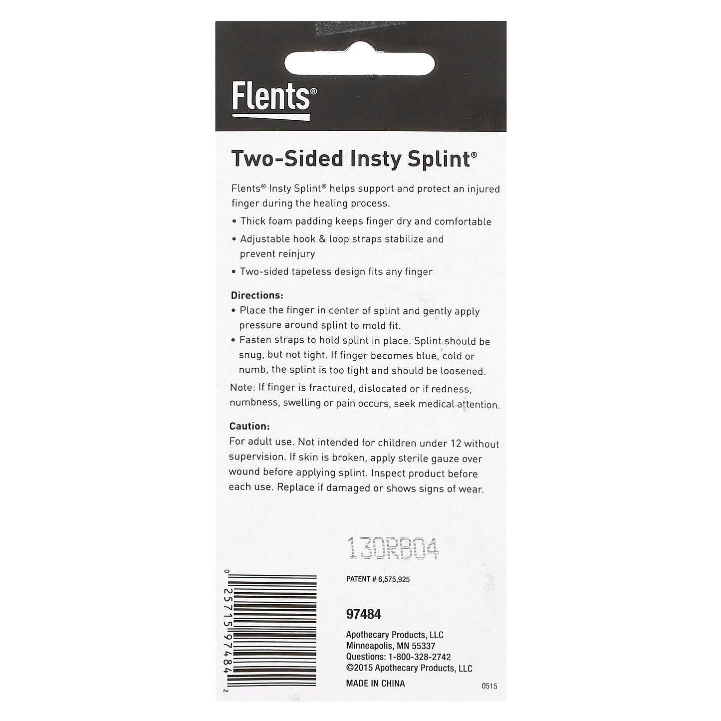 Flents, Two-Sided Insty Splint, L, 1 Finger Splint