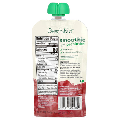 Beech-Nut, Smoothie with Prebiotics, 12+ Months, Apple, Cherry, Kiwi, Purple Carrot & Yogurt, 3.5 oz (99 g)