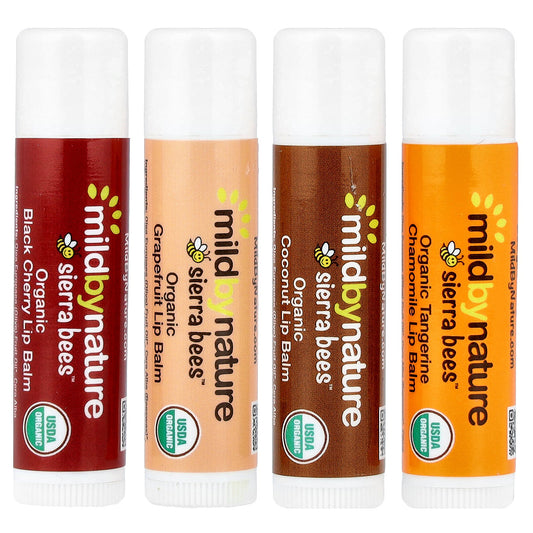 Mild By Nature, Sierra Bees™, Organic Lip Balms, Variety Pack, 4 Pack, 0.15 oz (4.25 g) Each