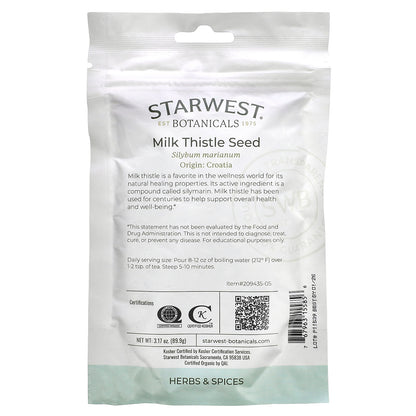 Starwest Botanicals, Organic Milk Thistle Seed, 3.17 oz (89.9 g)