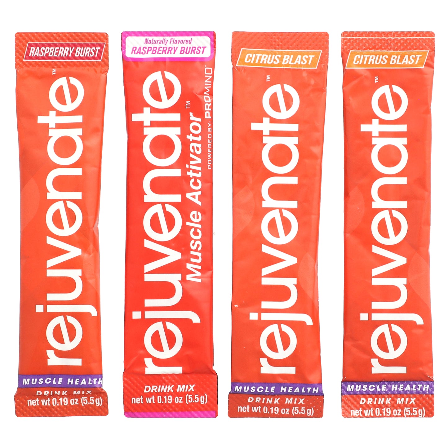 Rejuvenate Muscle Activator™,  Drink Mix, Raspberry Burst, Citrus Blast, 4 Stick Packets, 0.19 oz (5.5 g) Each