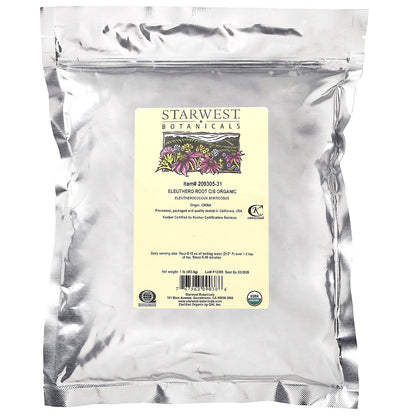 Starwest Botanicals, Organic Eleuthero Root, Cut & Shifted, 1 lb (453.6 g)