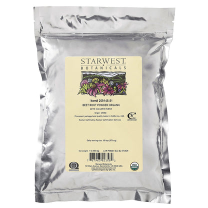 Starwest Botanicals, Organic Beet Root Powder, 1 lb (453.6 g)