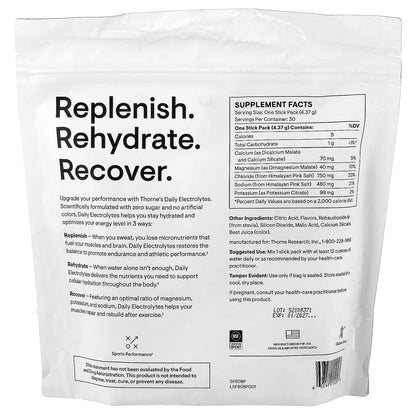 Thorne, Daily Electrolytes, Watermelon, 30 Stick Packs, 0.15 oz (4.37 g) Each