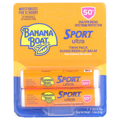 Banana Boat, Sport™ Ultra, Sunscreen Lip Balm, SPF 50+, 2 Pack, 0.15 oz (4.25 g) Each