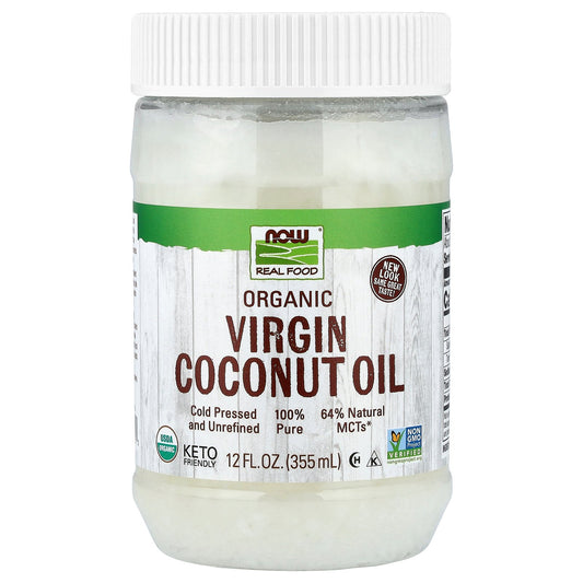 NOW Foods, Real Food, Organic Virgin Coconut Oil, 12 fl oz (355 ml)