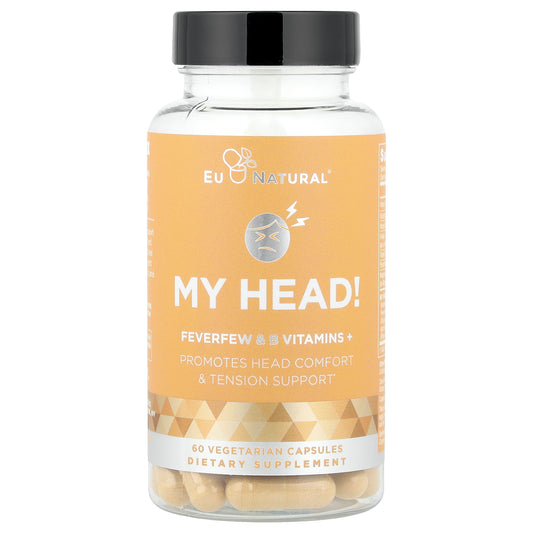 Eu Natural, My Head!, Feverfew & B Vitamins +, 60 Vegetarian Capsules